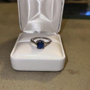 Natural 1.40 ct Blue Lolite Sterling Silver Designer Ring